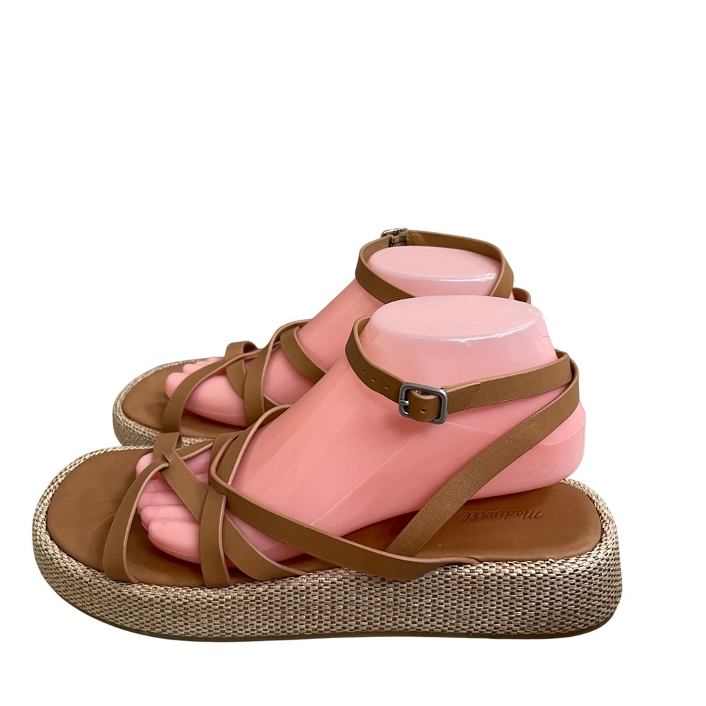 Madewell The sabina Strappy Platform Sandal English Saddle Leather EUC Size 10